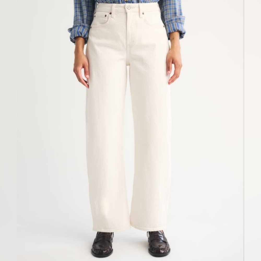 Abercrombie & Fitch Women's Wide Leg White Jeans